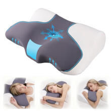 Topmener Memory Foam Pillow Butterfly Ergonomic Pillow, Cervical Neck Pillow Shaped for Pain Relief Contour Orthopedic Support Pillow for Side Back S