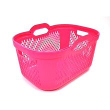 Addis Signature 45L Laundry Basket with Long Handles, Large Plastic Washing Basket for Clothes & Family Laundry, Ventilated, Durable UK Made, Pink