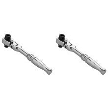 2X 2-in-1 Round Handle Ratchet Wrench 1/4 Double Ended 72 Teeth Quick Spanner Tool Screwdriver Socket Bit