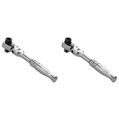 2X 2-in-1 Round Handle Ratchet Wrench 1/4 Double Ended 72 Teeth Quick Spanner Tool Screwdriver Socket Bit