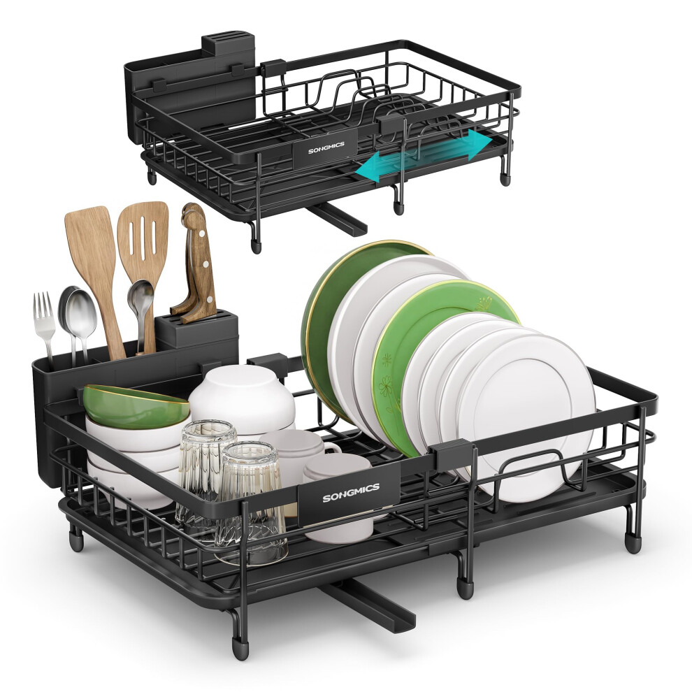 Songmics Dish Drainer Rack - Large Extendable Draining Board Rack For