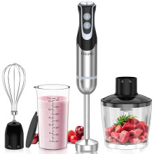 FRESKO Hand Blender 4-in-1, 1000W Electric Stick Blender Stainless Steel with 12-Speeds & Turbo Mode, Baby Food Immersion Blender Handheld with Whisk