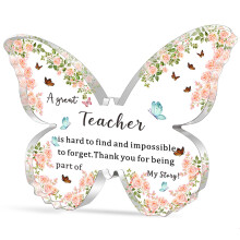 WTOPP Teacher Appreciation Gifts For Women Butterfly-Shaped Acrylic Plaque Teachers Gifts, Gifts For Teacher Christmas Teachers Day Birthday Graduati