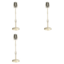 3X Vintage Desktop Microfoon Prop Model met Verstelbare Hoogte, Klassieke Retro Stijl Microfoonstandaard Fake Mic Prop,Goud