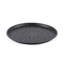 Salter COMBO-8103 Megastone Non-Stick Pizza Pan - Set Of 2 Carbon Steel Pizza Trays, 11"Ø/29cm, Perforated Base For Even Cooking & Extra Crisp, Easy