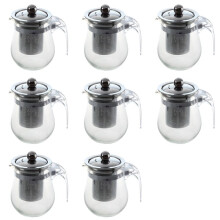 8X 350mL Heat-Resistant Clear Glass Teapot Stainless Steel Infuser Flower Tea Pot