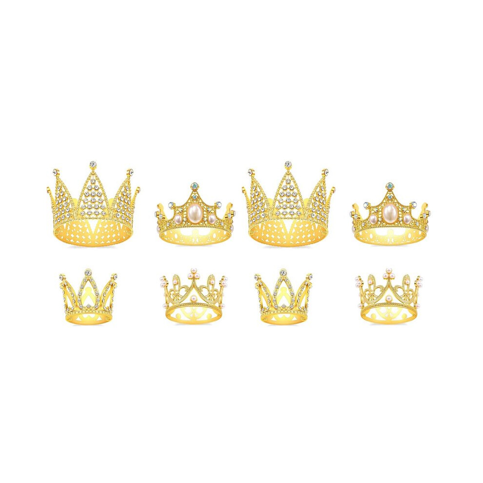 8Pcs Gold Crown Cake Topper Princess Crown Cake Decorations for Birthday, Wedding, Party and Baby Shower Crown-image-OPC-PW7V88P-NEW