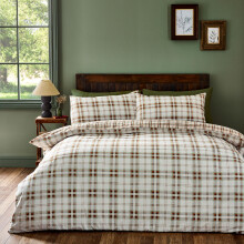 Catherine Lansfield Kelso Check Reversible Double Duvet Cover Set with Pillowcases Burnt Orange
