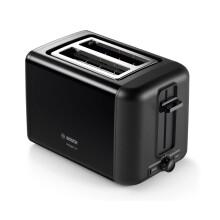 Bosch DesignLine 2 Slice Stainless Steel Toaster, TAT3P423GB, Black | Compact Design, Reheat/Defrost, Intregrated Bun Warmer, Auto Shut-Off