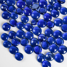 Hisredsun 290pcs glass pebbles - 1.35kg blue flat marble beads