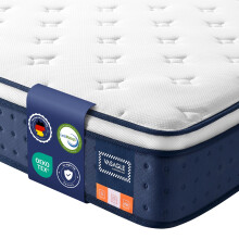 VASAGLE Double Mattress 135 x 190 x 25 cm, Hybrid Pocket Spring and Gel Memory Foam Double Bed Mattress, Medium Firm, 7-Zone Support, Edge Support, Mo