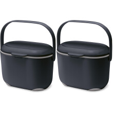 Addis 515630 2.5 Litre Kitchen Compost Caddy, Black/Grey, 2.5L (Pack of 2)