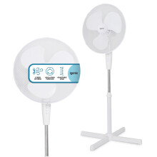 Igenix 16" Oscillating Pedestal Stand Fan with Quiet Operation, 3-Speed Settings, Adjustable Height, Energy Efficient, 40W Cooling, Ideal for Home &