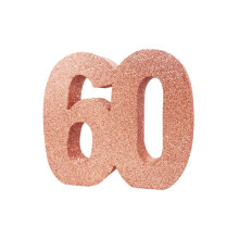 Number 60 Glitter Table Decoration Rose Gold| Table Centrepiece | Table Decorations Centrepiece | 60th Birthday Decorations | Pack of 1 | 20cm |H126