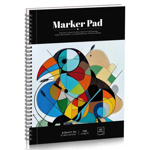 50 Sheets Marker Paper Pad - A4 Bleedproof Art Sketch Pad
