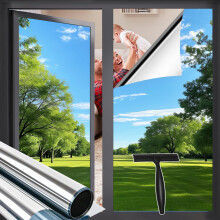Zindoo One Way Window Film Privacy, Reflective Mirror Window Tint Film Clear for Glass Windows with Tools, Sun Blocker Anti Glare UV Window Film Self