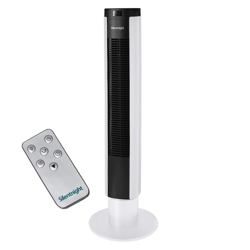 Silentnight Airmax 3400 Tower Fan - Oscillating 90 Cooling Fan For Bedroom Home Office With 9Hr Timer, 4 Adjustable Speeds, Remote Control, Sleep Mo