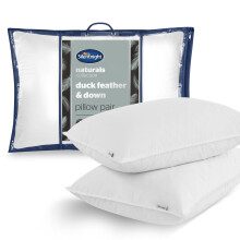 Silentnight Feather and Down Pillows 2 Pack - Luxury Hotel Quality Duck Feather Pillows with Breathable Cotton Cover and Anti-Bacterial - Machine Was