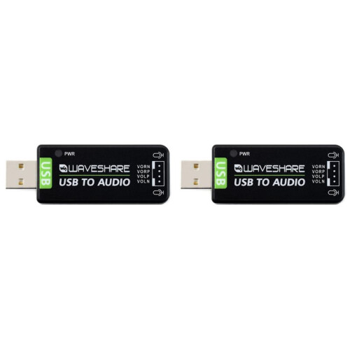 2X Waveshare USB Sound Card, USB Audio Module, Driver-Free, External Audio Converter for Raspberry Pi / Jetson