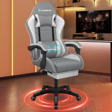 ELFORDSON Gaming Chair with 2-Point Massage Lumbar Cushion, High Back PC Computer Game Chair, 150 Reclining Office Chair with Headrest & Footrest, 3
