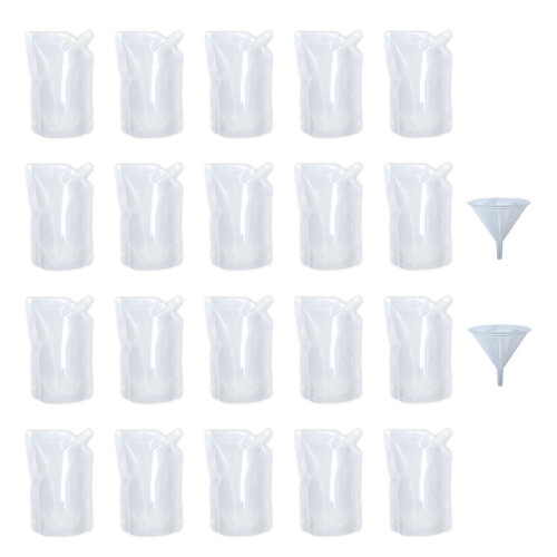 Yukiyi 20pcs 500ml Refillable Clear Drink Pouches for Festivals