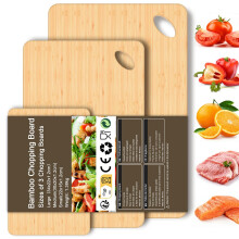 KIMIUP Wooden Chopping Board Set for Kitchen 3 Solid Bamboo Wood Boards for Serving Food,Small, Large,Extra Large Cutting Boards with Hanging Hole for