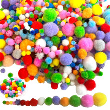 Coloured Pom Poms About 1000 Pcs, Small & Large Pompoms for Crafts Mixed Sizes (0.5cm-3cm) Soft and Fluffy Craft Pom Pom Balls Perfect for DIY, Art P
