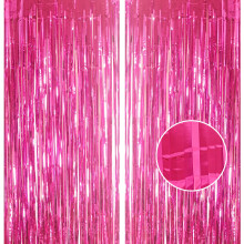 2pcs 3.2 x 8.3ft Glitter HotPink Tinsel Curtain Door Tinsel Foil