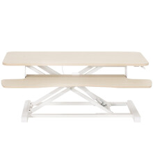 VIVO 91cm Desk Converter, K Series, Height Adjustable Sit to Stand Riser, Dual Monitor and Laptop Workstation with Wide Keyboard Tray, Light Wood Top