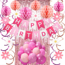 Pink Birthday Decorations for Women Girls