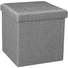 Dripex Folding Fine Linen Storage Ottoman Box Footstool, Foldable Seat Bench Footrest - Gray, 40L Capacity, Chest with Removable Lid for Living Room,