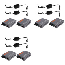 3X Gigabit Fiber Optical Media Converter HTB-GS-03AB 1000Mbps Single Mode Single Fiber External Power Supply EU PLUG