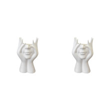 2X David Statue Pen Holder Makeup Brush Holder Scandinavian Style Art Supplies Office Home Decor Storage Box White