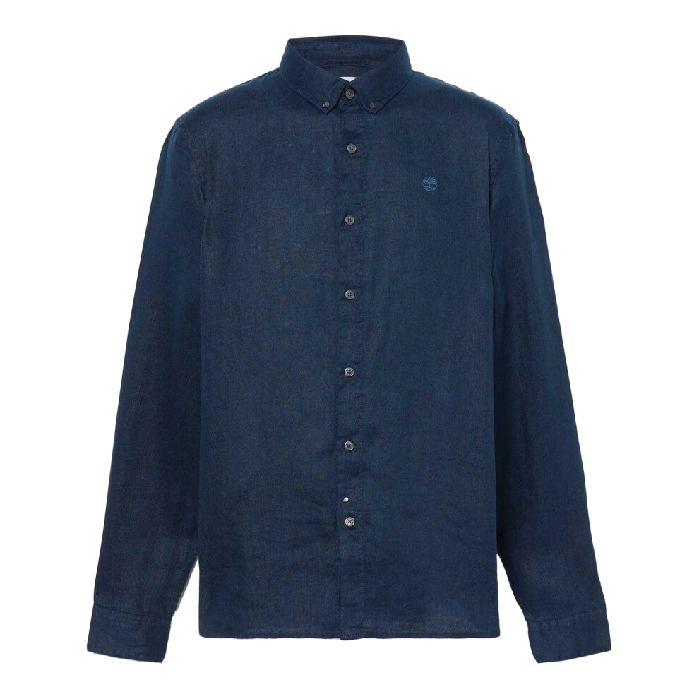 Timberland (Xxl, Dark Sapphire) Mens Linen Relaxed Fit Shirt Multicoloured