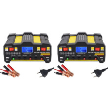 2X Intelligent Pulse Repair Battery Charger 300AH LCD for Wet Dry Lead Acid Full Automatic Car Battery Charger EU-Plug