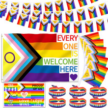 iZoeL Pride Decorations Large Pride Flag Bunting Banners Hand Flags