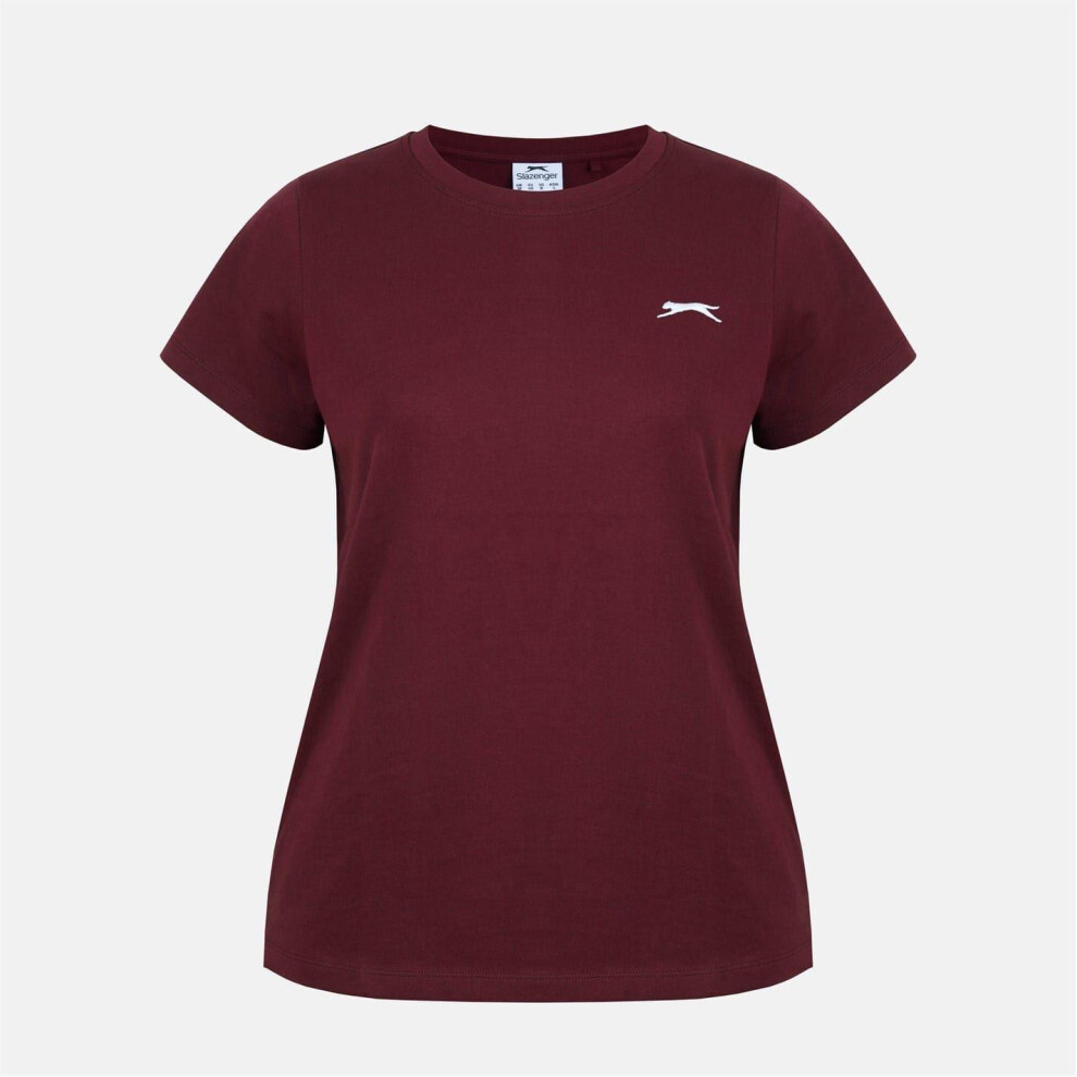 Slazenger (10 Uk, Burgundy) Womens/Ladies Plain Crew Neck Fitted T-Shirt Red,Multicoloured