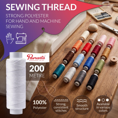 Sewing Thread 200m Strong Polyester, Black - Pasmanta 1