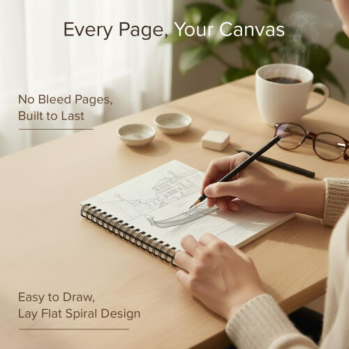 String Space A4 Sketch Book for Artists Hardcover – 200GSM Very Thick 1
