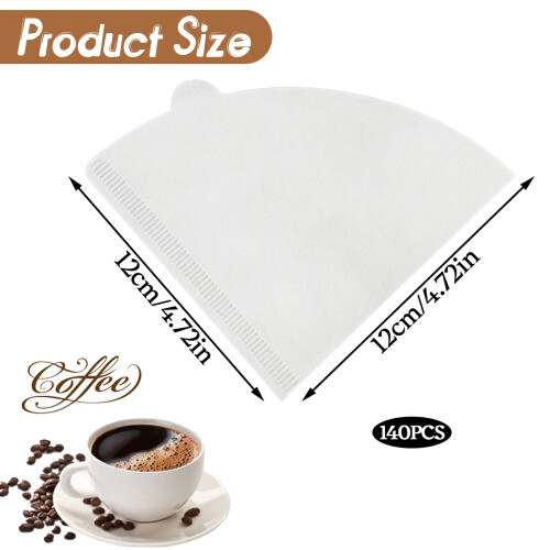 Coffee Filter Papers 140 Pcs White Compatible with Size 02 Filter Papers Compatible with Dripper Coffee Makers 1