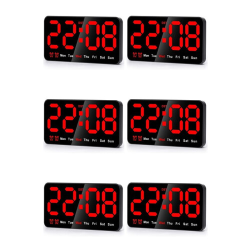 6X Relógio de Parede Digital, Relógio Digital LED de 9 Polegadas com Tela  com 12/24H, Dígitos Grandes, Pequeno Relógio de Parede Silencioso 1