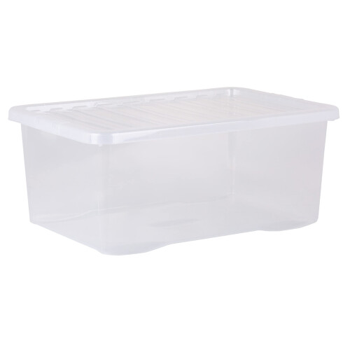 Wham Wham Crystal 5 x 45L Stackable Plastic Storage Boxes with Lids | Ideal for Home, 1