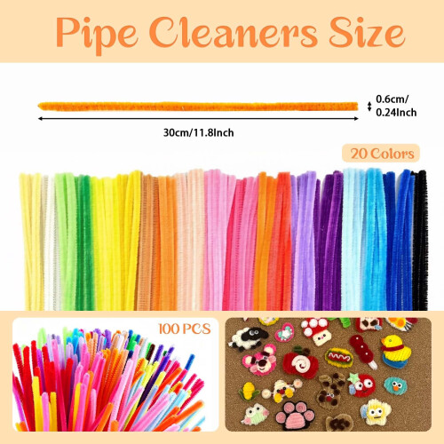 Coloured Pipe Cleaners for Craft About 100 Pack 1