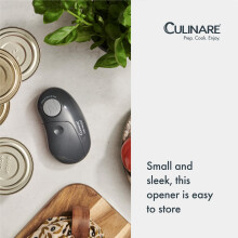 Culinare One Touch Electronic Tin Opener, Grey, Plastic/Stainless Steel, Automatic Can Opener, Battery Operated/Hands-Free Use/Magnetic Lid Removal,