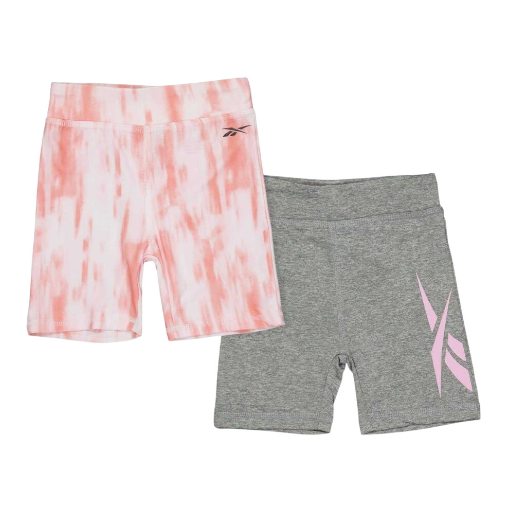 Reebok (5-6 Years, Tie Dye) Girls Tie Dye Slim Cycling Shorts (Pack Of 2) Silver