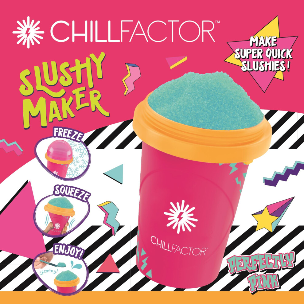 Chill Factor Color Shock Slushy Maker Perfectly Pink - Reusable Slushy Maker Cup, Homemade Slushies, Squeeze Cup Slushy Maker Kitchen Toy