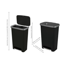 Addis 50L Rectangular Kitchen Pedal Bin with Recycling Divider – Large Family Waste Bin, Flexible Waste & Recycling Use, Soft Close Lid, Metal Pedal