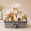Woodluv Grey Wicker Rectangular Storage Gift Hamper Basket With 1