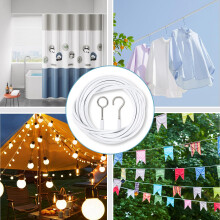 4 Meters Net Curtain Wire with 8 Pieces Screw-in Hooks and 8 Eye Bolts for Curtans