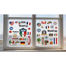 World Cup Football 2026 Window Stickers 9 Sheets 69 Pieces – World Cup Football Party Window Decorations, Double Sided Printed Removable Reusable Cl